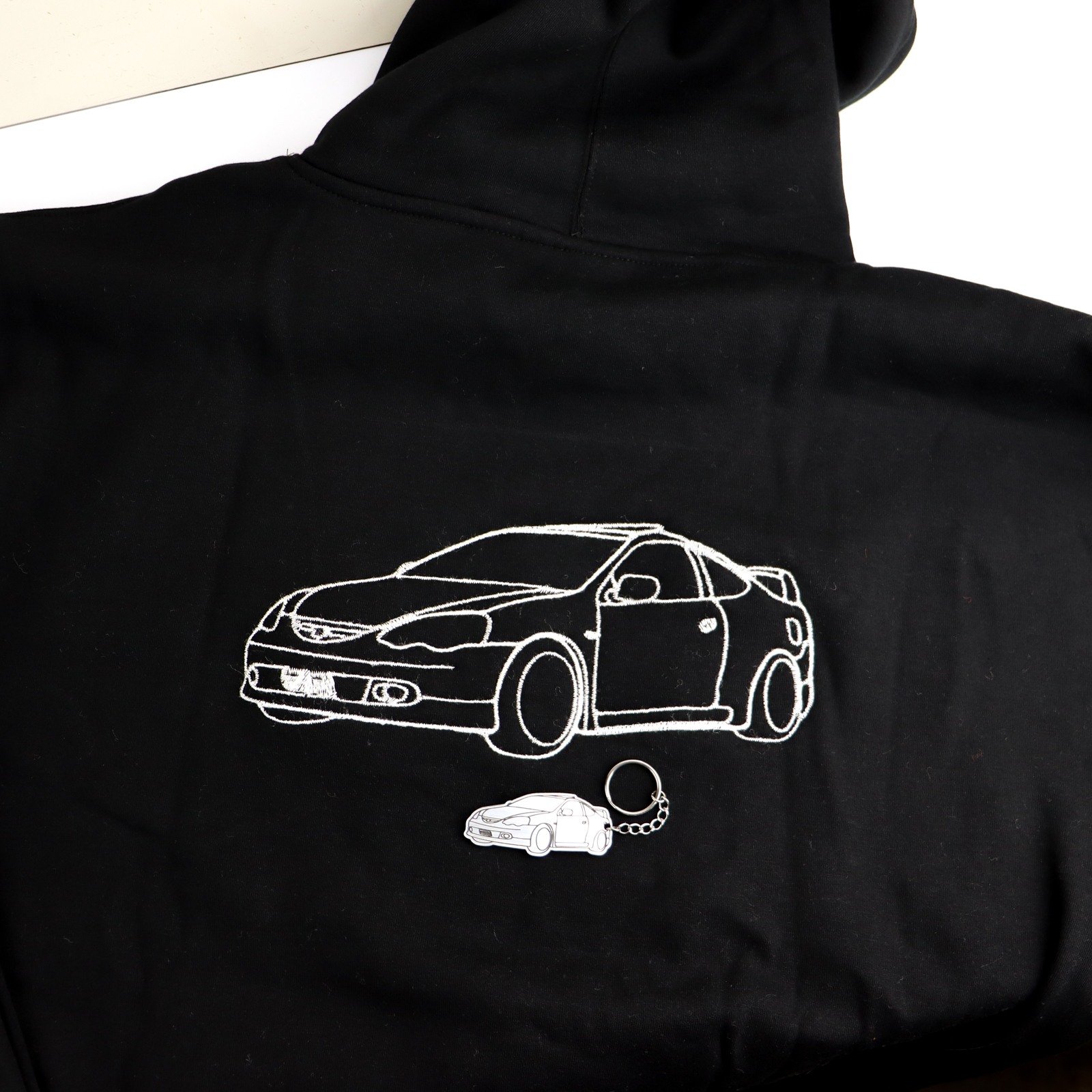 Embroidered car hoodie & keyring combo