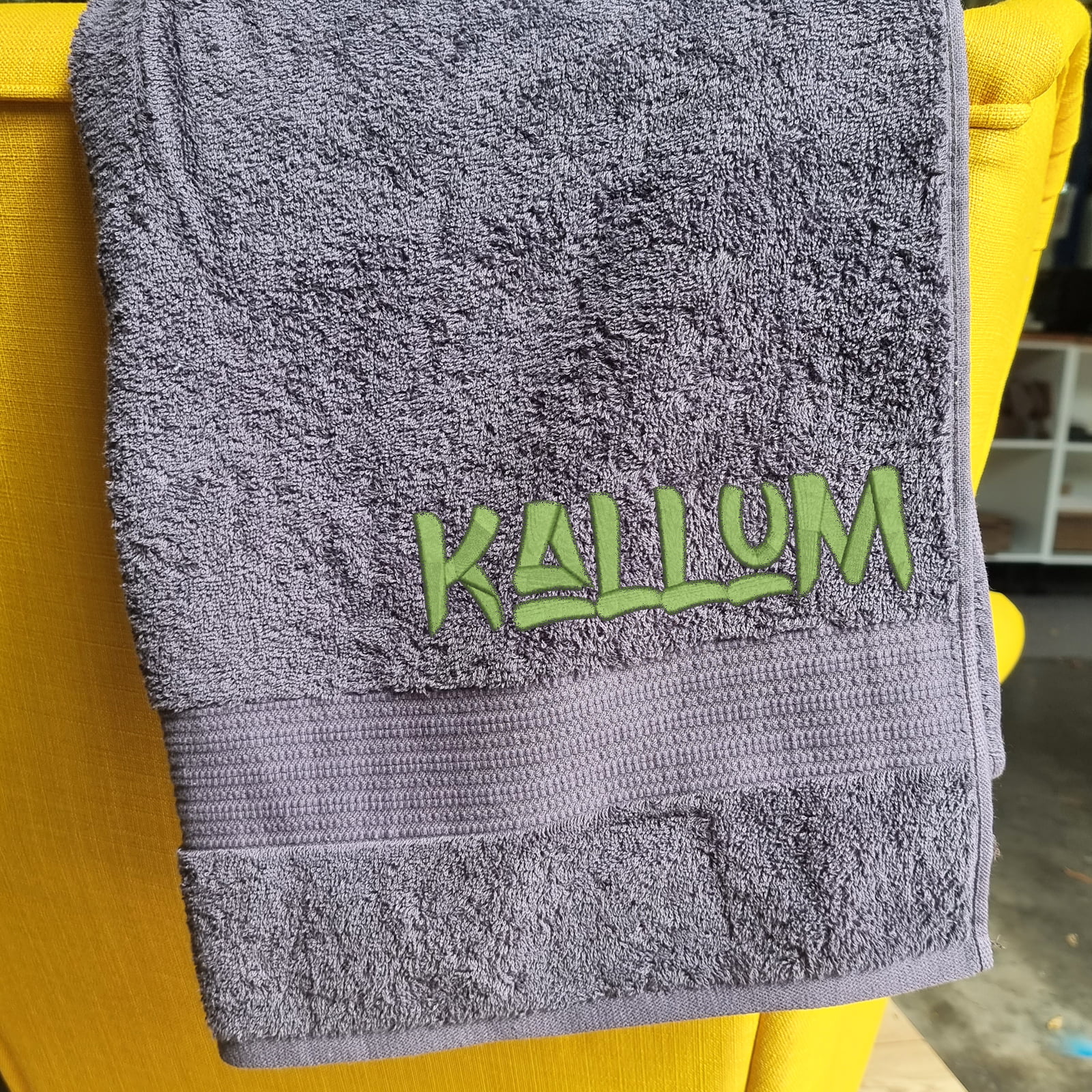 Grey personalised kids towel