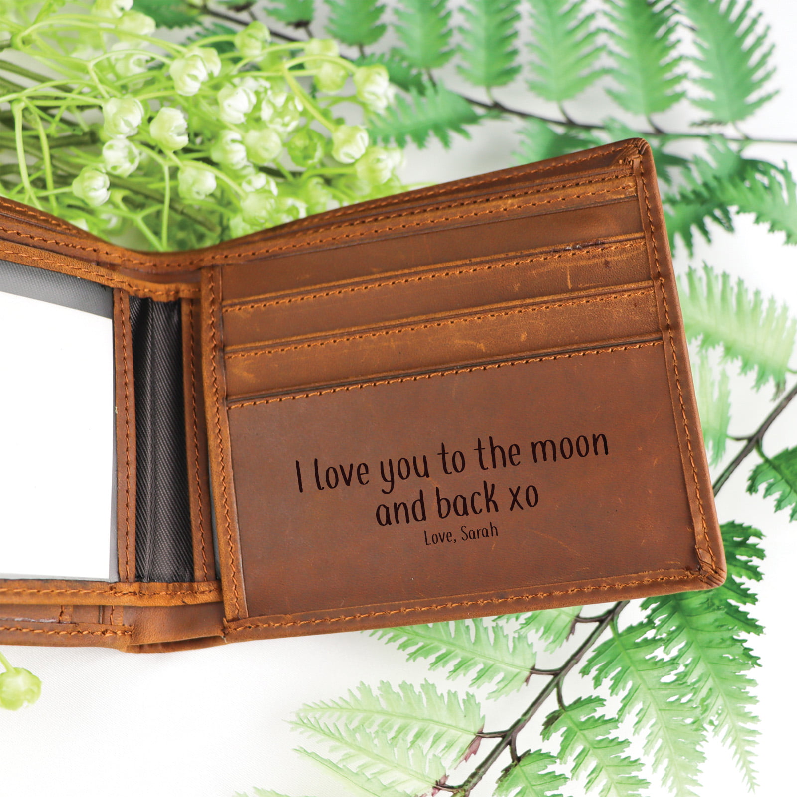 Couples personalised genuine leather wallet