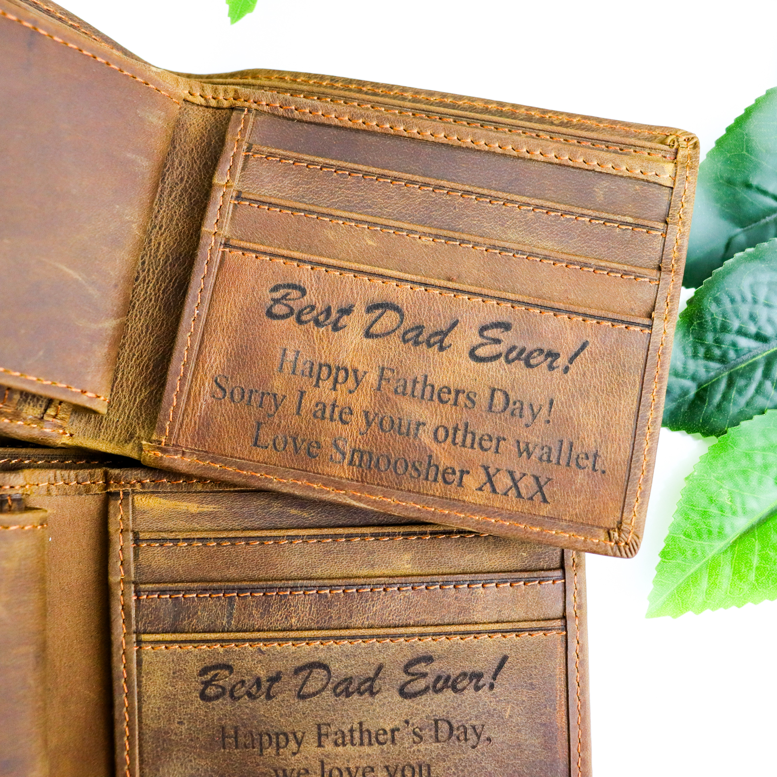 Best dad ever coffee genuine leather wallet