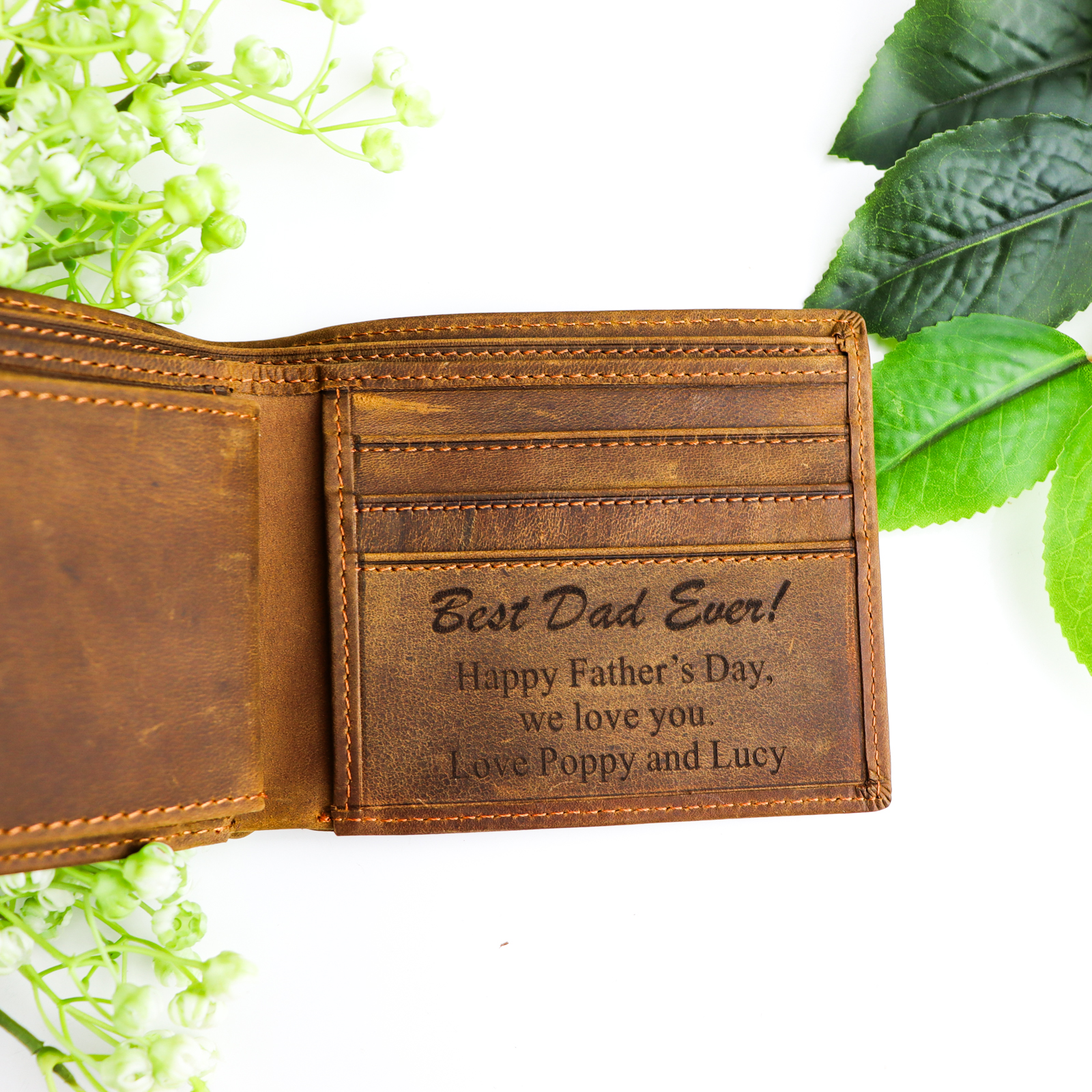 Best dad ever coffee genuine leather wallet