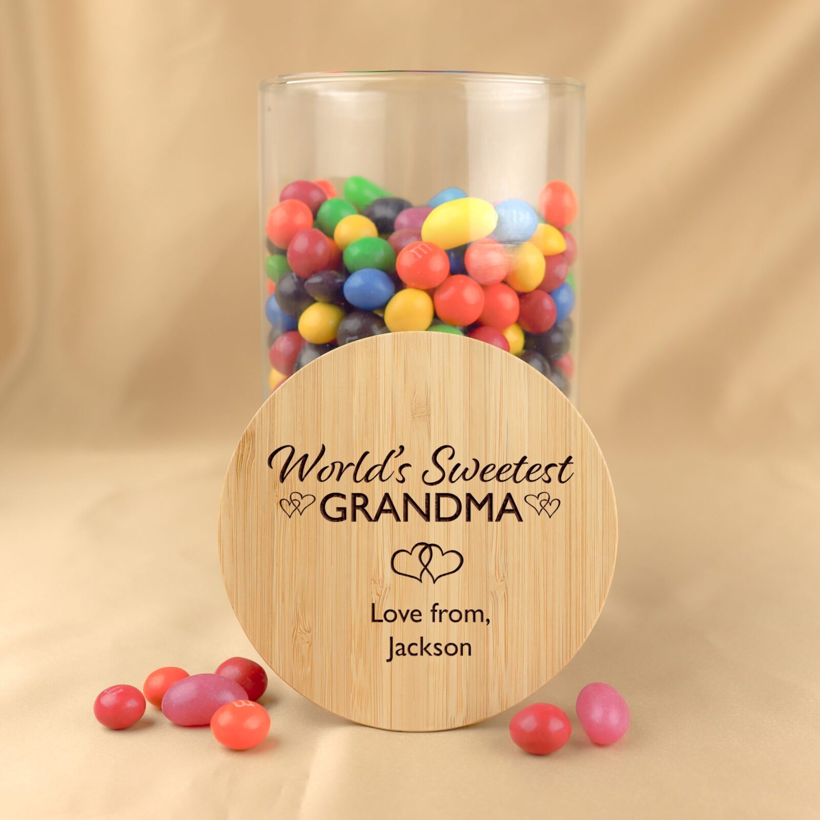 Personalised worlds sweetest grandma lolly jar