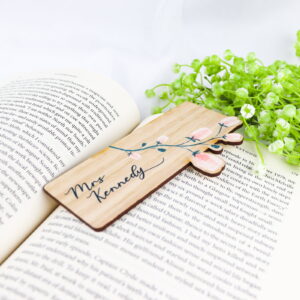Floral teacher wooden bookmark