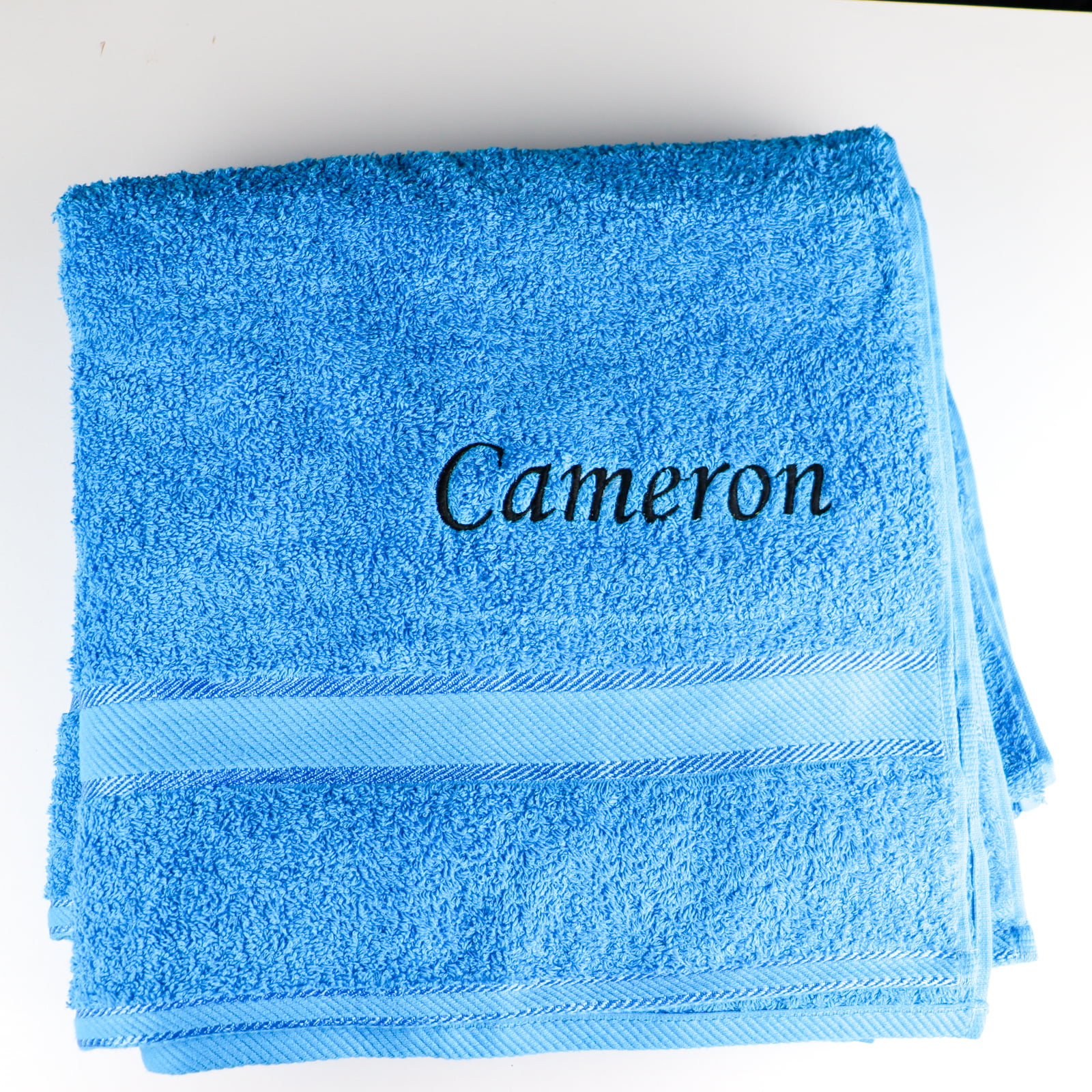 Blue personalised bath towel - customkings