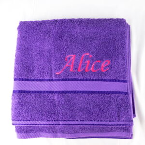 Purple personalised bath towel