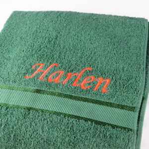 Forest green personalised bath towel