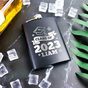 Graduation 8oz Black Flask