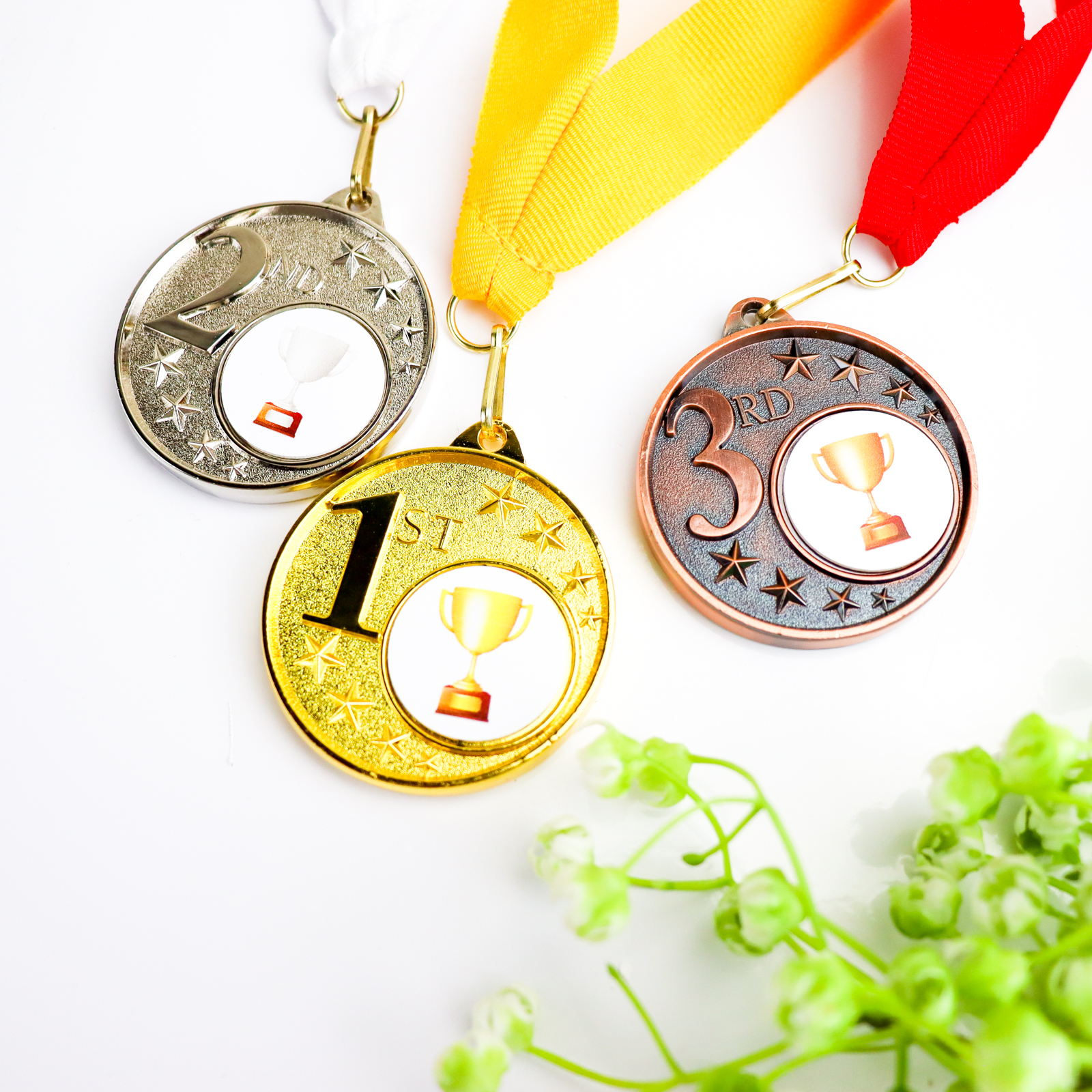 Personalised star 1st, 2nd & 3rd medals