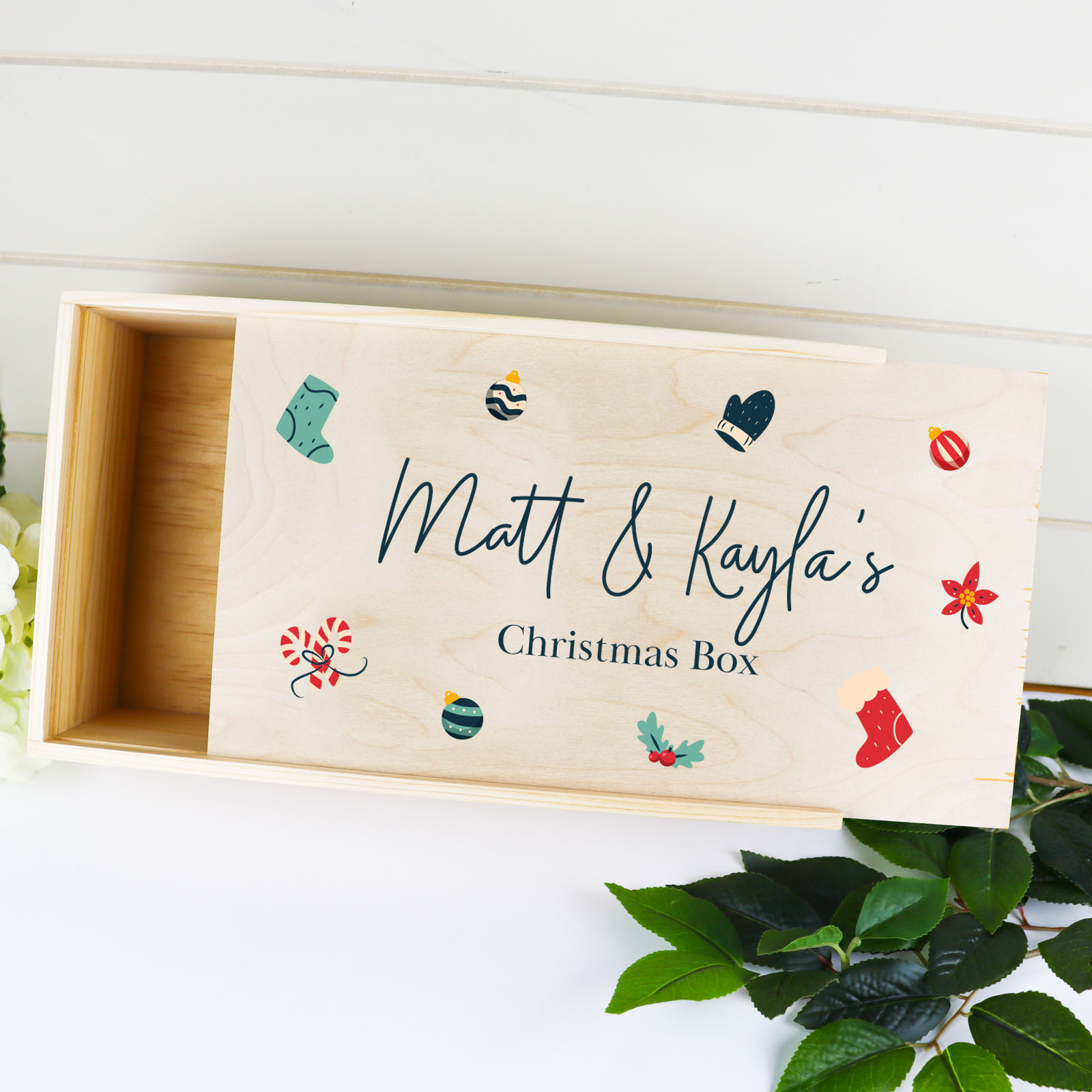 Personalised wooden christmas box