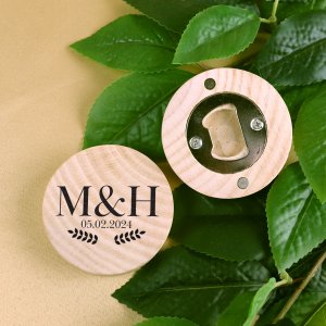 Wedding Initials Bottle Opener Magnet