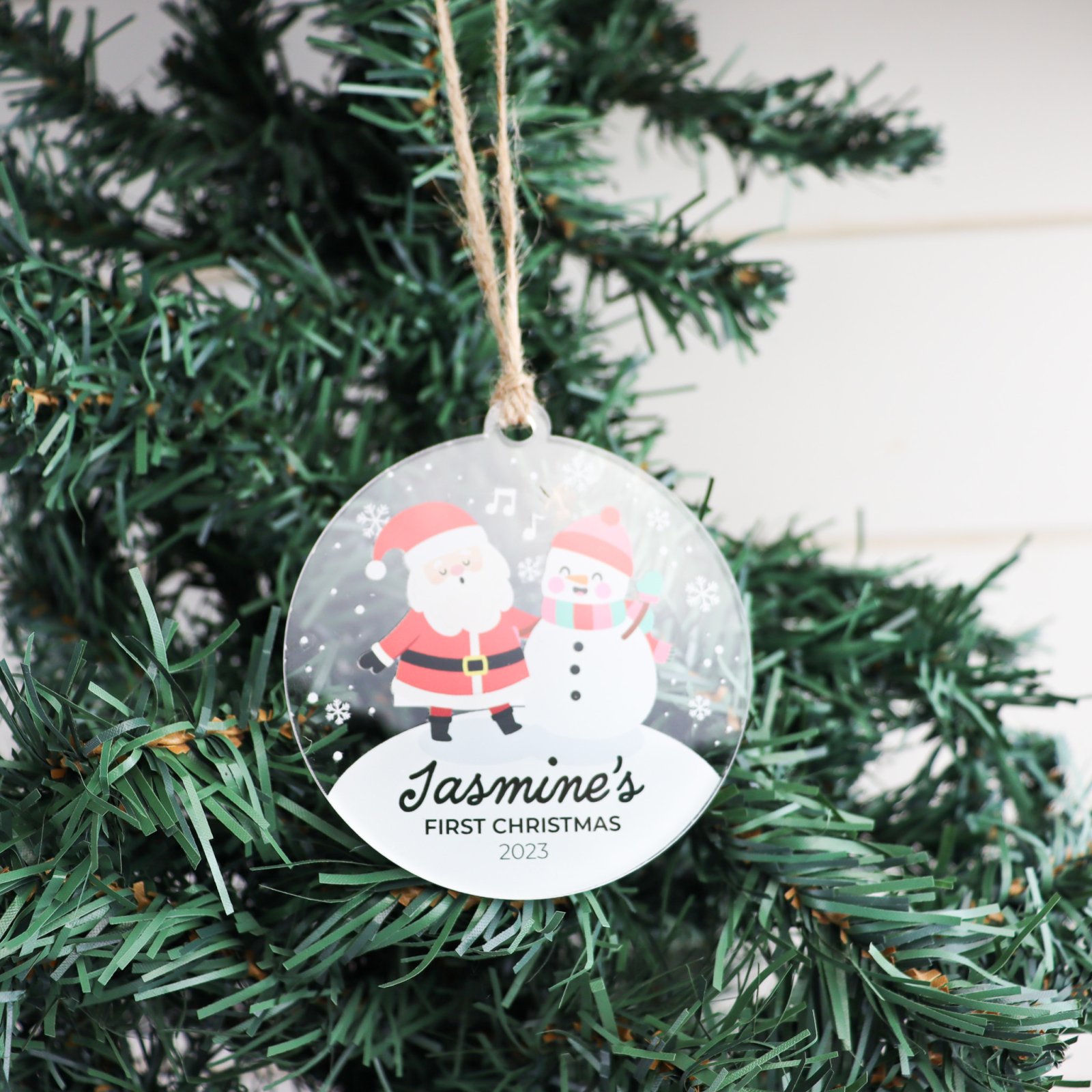 Personalised snowy christmas ornament