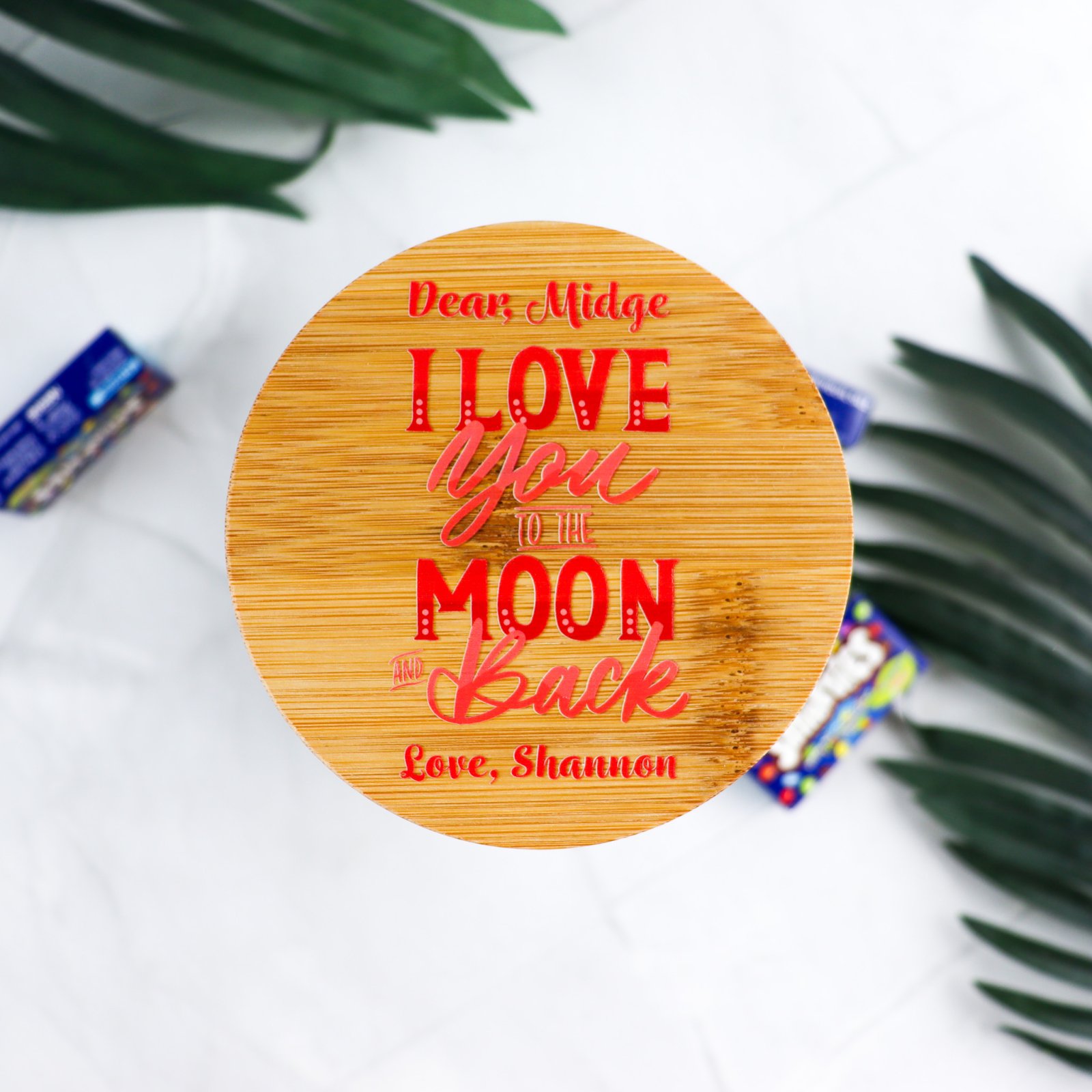 I love you to the moon and back lolly jar