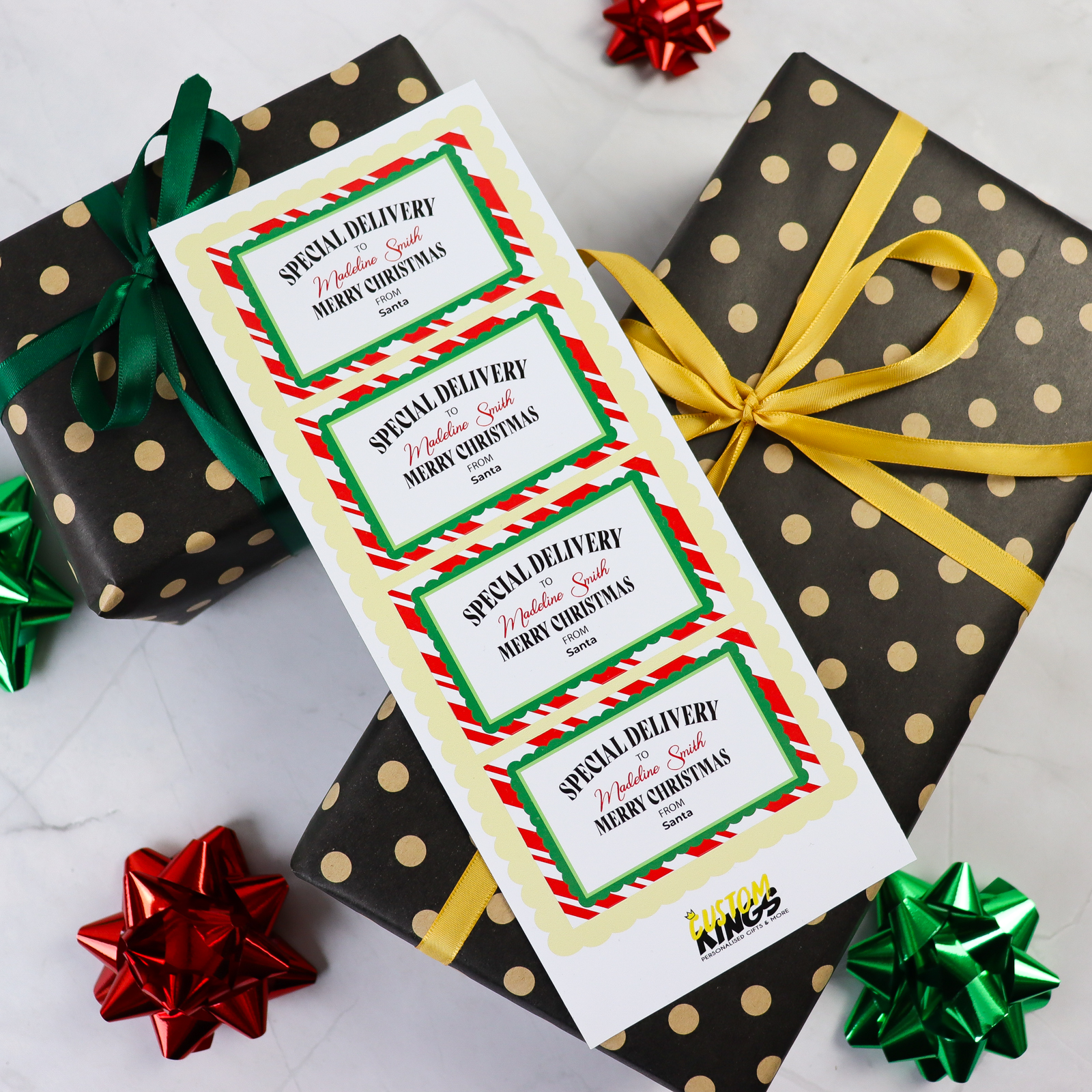 Personalised christmas label stickers
