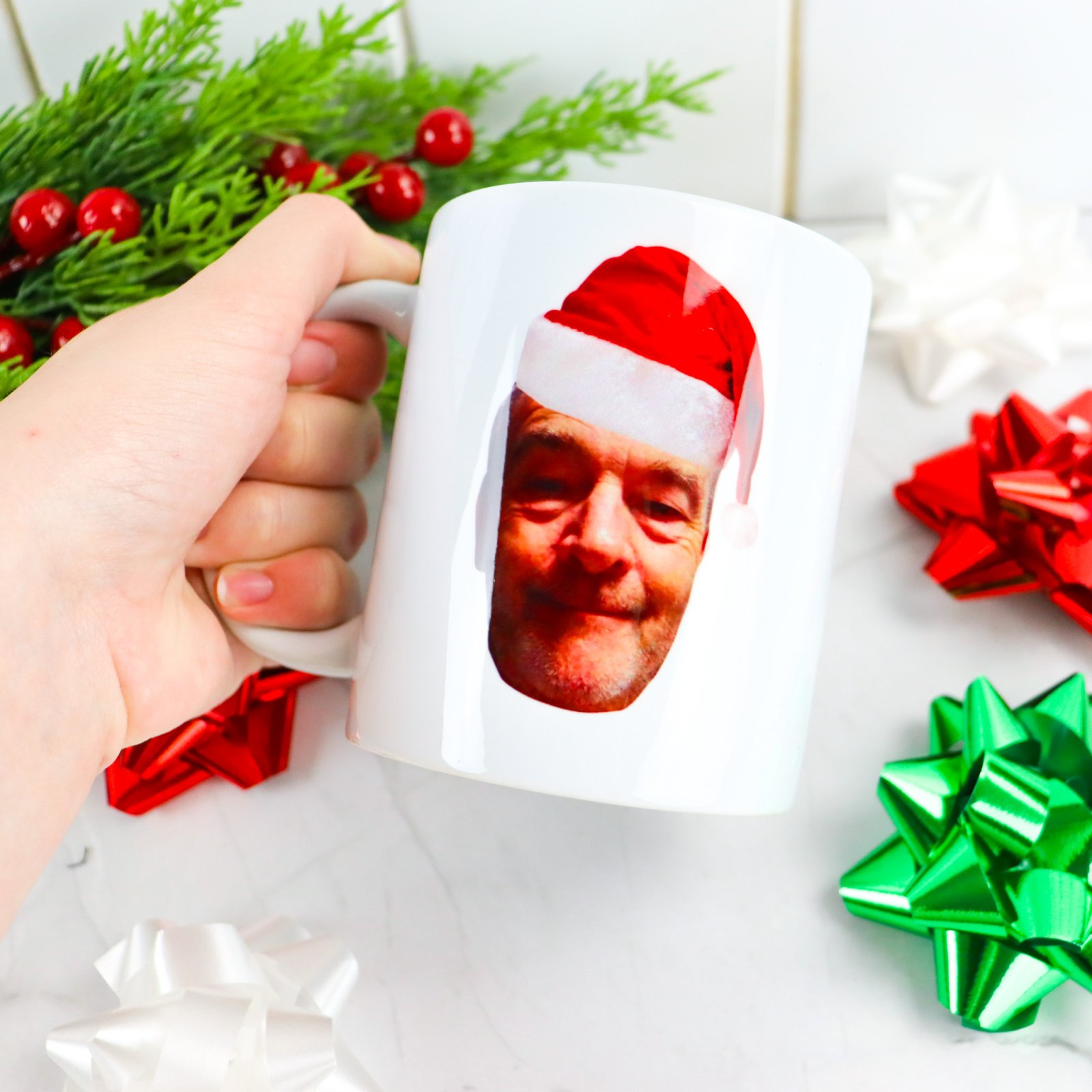 Personalised santa hat coffee mug