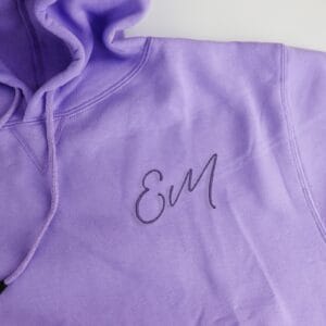 Personalised embroidered hoodie bottle lavender