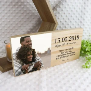 Anniversary wooden photo block