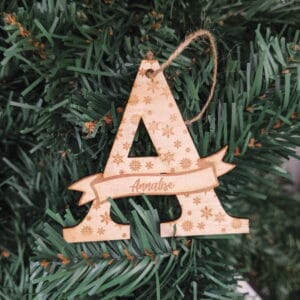 Snowflake letter christmas ornament