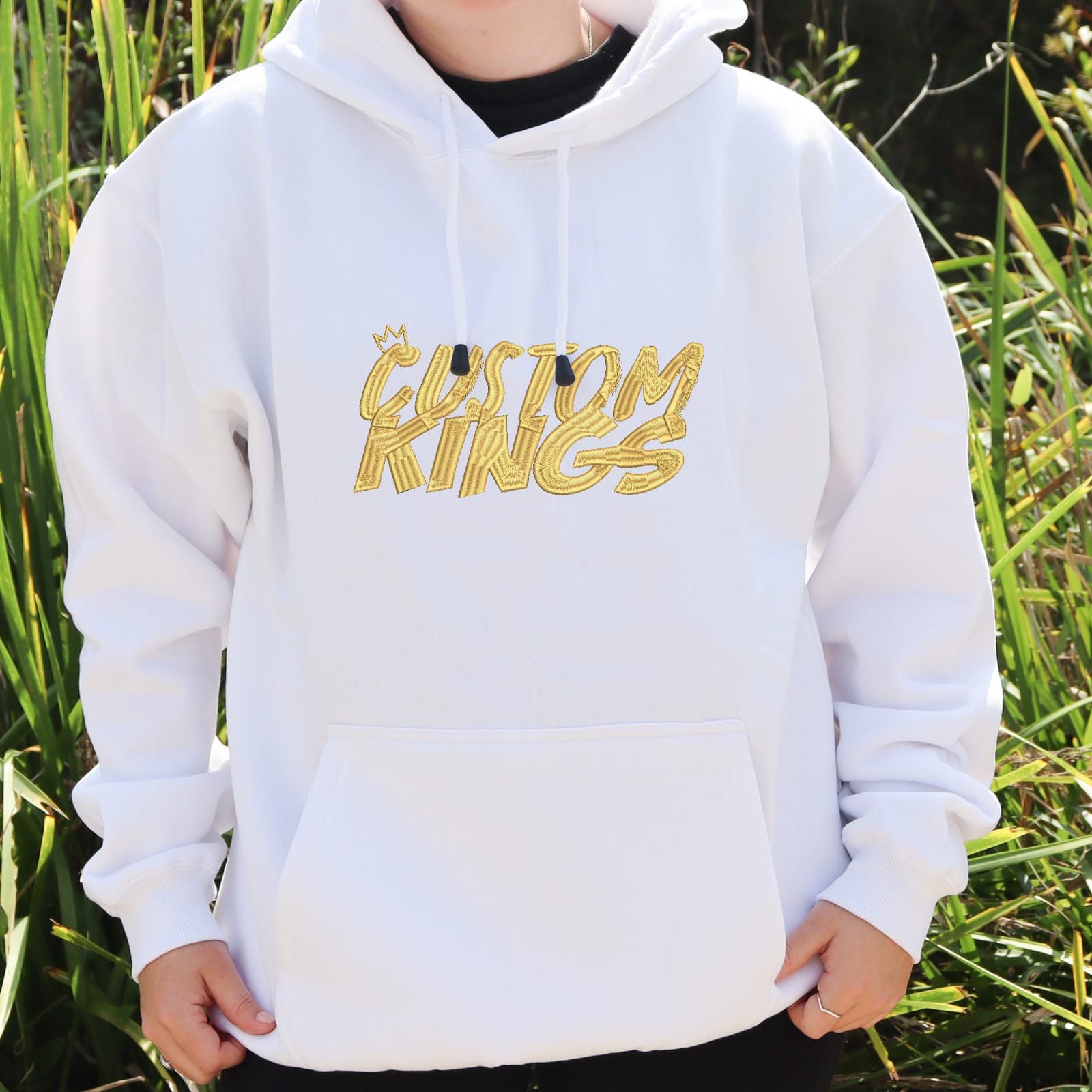 Corporate Embroidered Hoodie with Kangaroo Pocket White