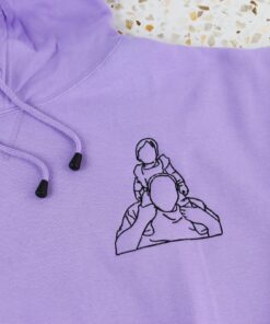 Couples Embroidered Drawn Hoodie Lavender