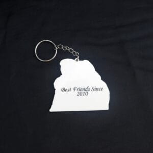 Custom white acrylic keychain