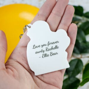 Custom white acrylic keychain