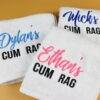 Embroidered Cum or Couchie Rag with Personalised Name