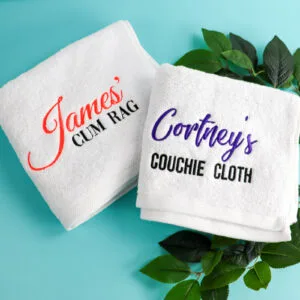 Embroidered Cum or Couchie Rag with Personalised Name