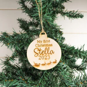 First Christmas Santa Sleigh Ornament