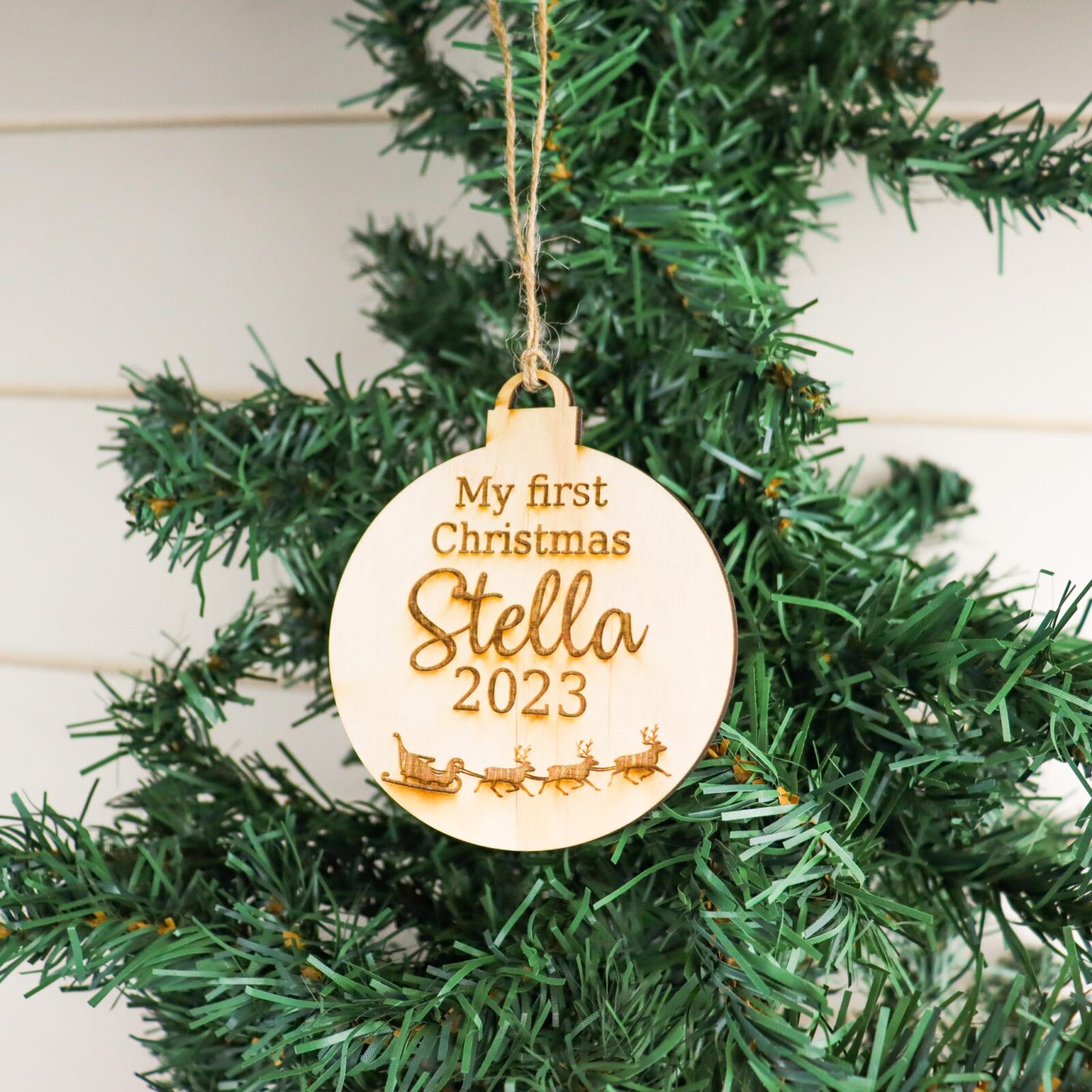 First Christmas Santa Sleigh Ornament