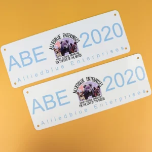 Flat metal licence show plate for car shows