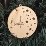 Round Mirrored Personalised Ornament with Stars