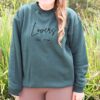 Lovers Embroidered Outline Jumper / Crewneck Bottle Green