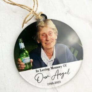 Photo memorial christmas ornament