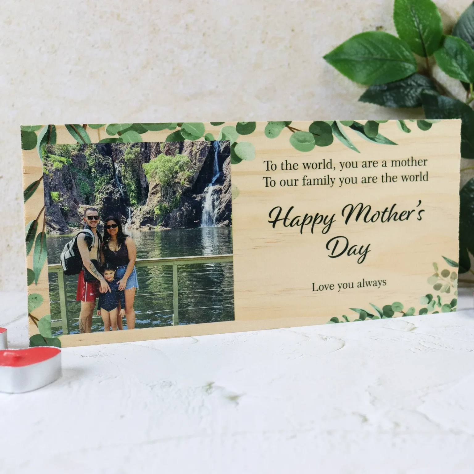 Mothers day green thumb wooden photo block