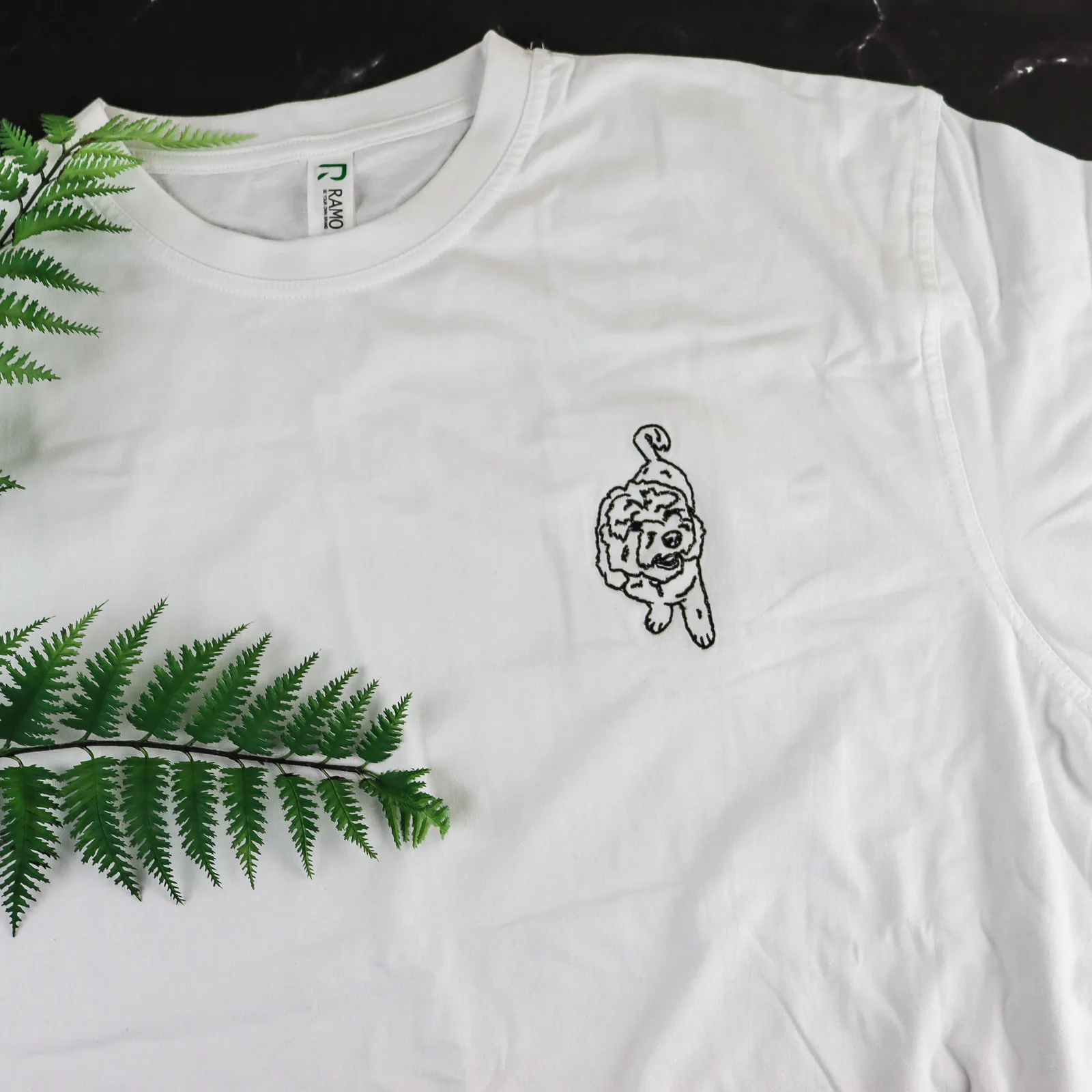 Outline Embroidered Shirt Pet White