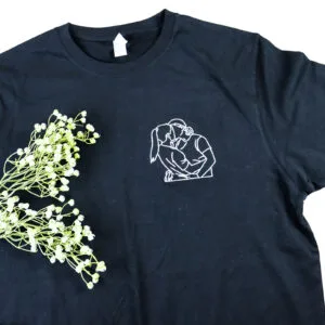 Outline Embroidered Shirt Couples Black