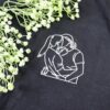 Outline Embroidered Shirt Couples Black