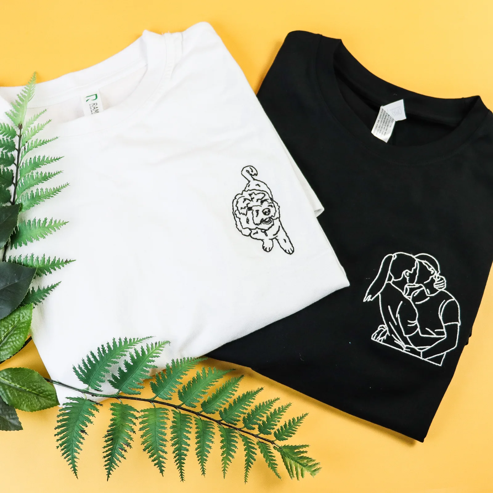 Outline Embroidered Shirt Black and White