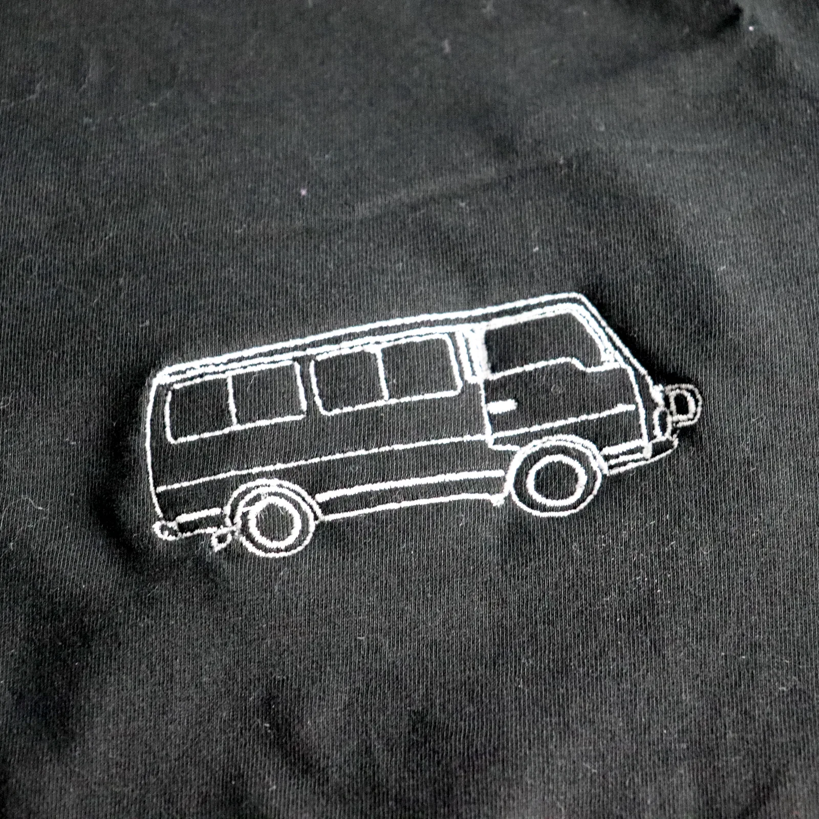 Outline Embroidered Shirt Car Black