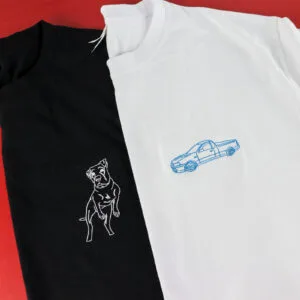 Outline Embroidered Shirt Black and White