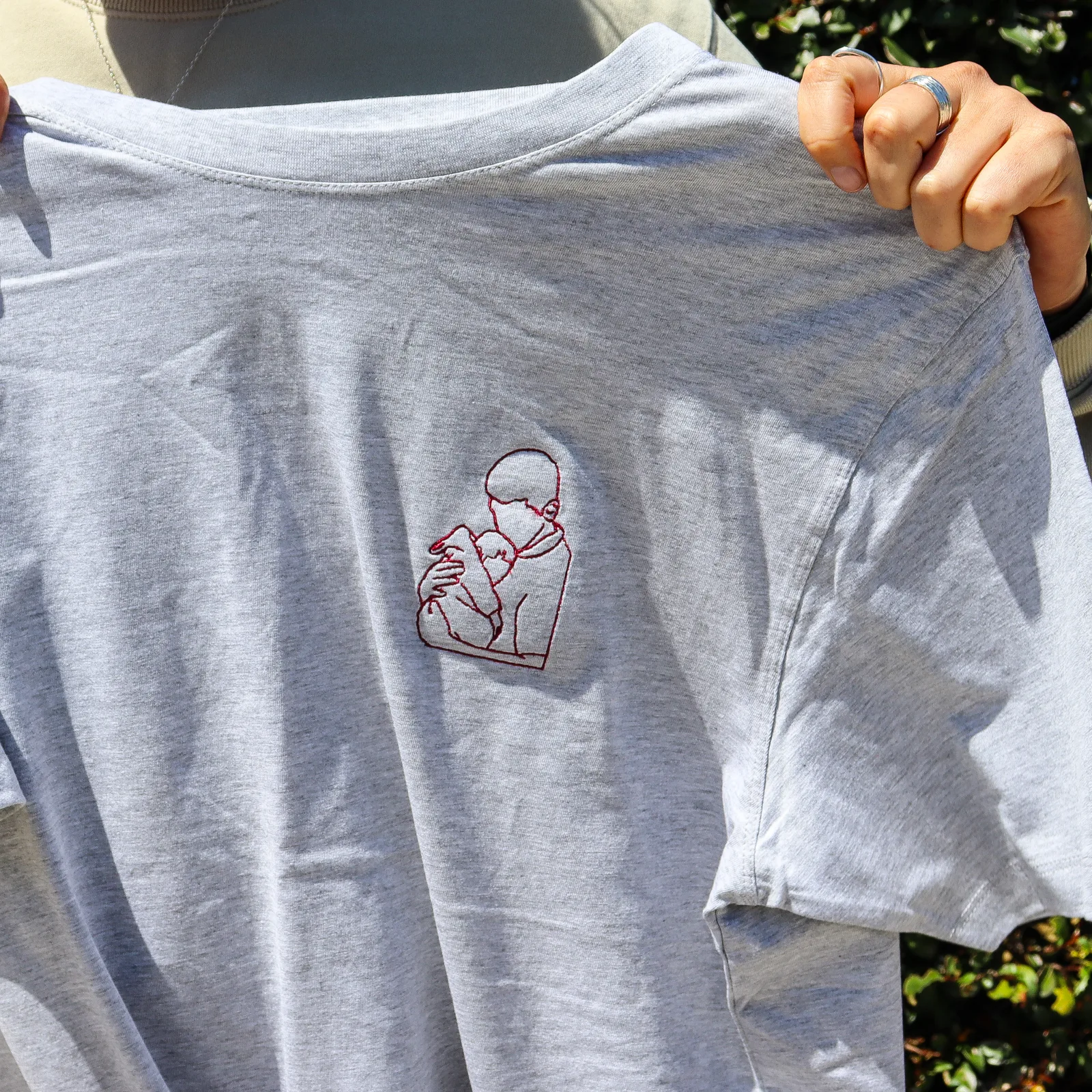 Outline Embroidered Shirt Grey