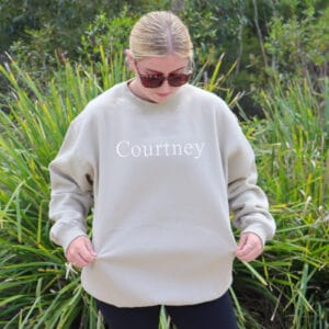 Personalised embroidered jumper / crewneck sand