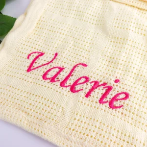 Knitted Baby Blanket Embroidered with Name Buttercup Yellow