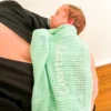Knitted Baby Blanket Embroidered with Name Apple Green