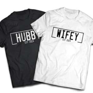 Personalised Hubby & Wifey Est. Date Shirts