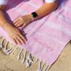 Embroidered Beach Towel with Name Pink