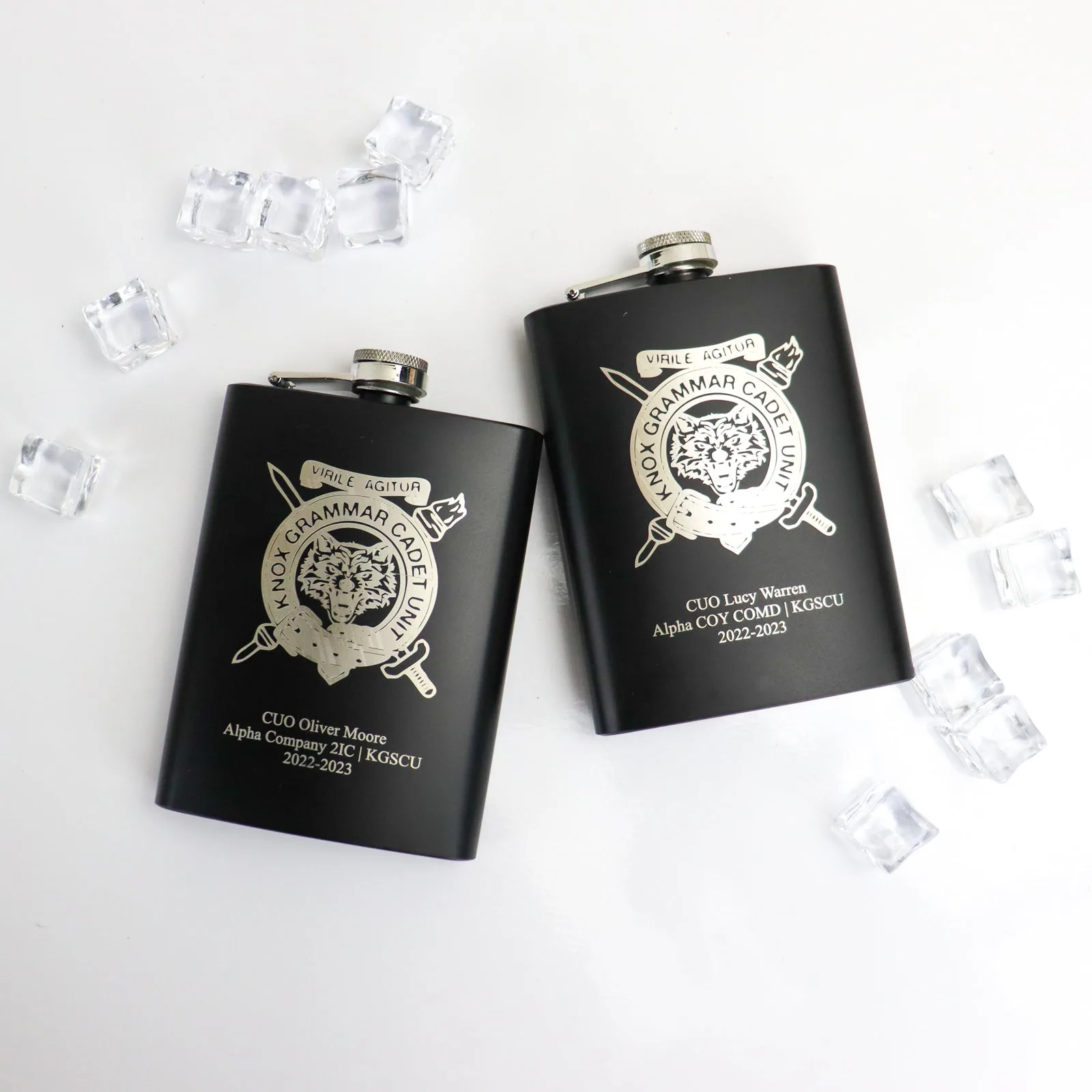 Corporate 8oz Flask with Logo Black