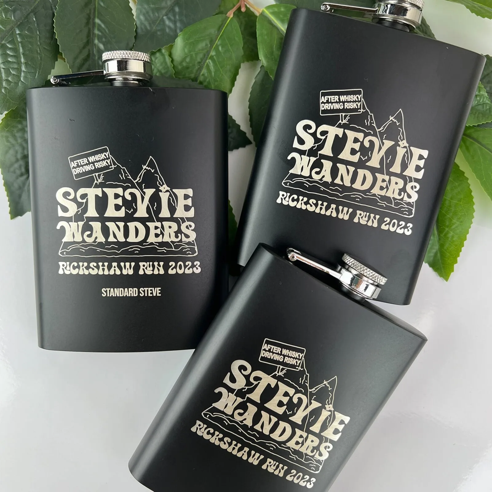 Corporate 8oz Flask with Logo Black
