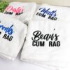 Embroidered Cum or Couchie Rag with Personalised Name