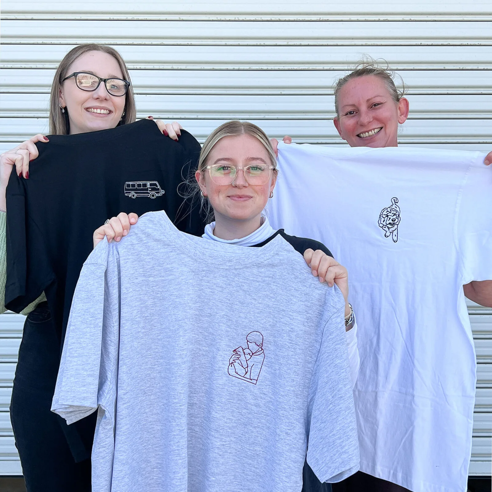 Outline Embroidered Shirt Group Photo